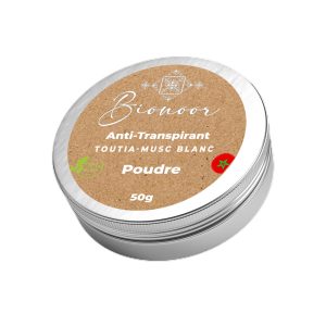 Déodorant Poudre Naturel anti-transpirant TOUTIA-MUSK BLANC